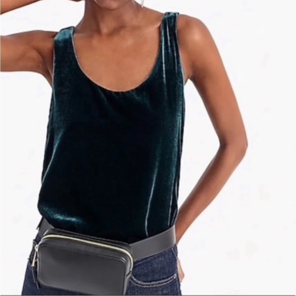 J. Crew Tops - Emerald Green Velvet Holiday Tank J. Crew NWT